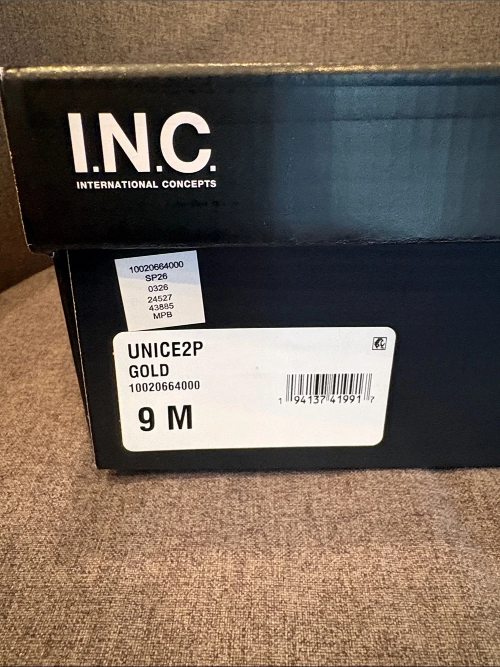 INC International Concepts Unice Gold Strappy Block Heel Sandals sz 9